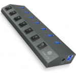 Icy Box 7-Port USB3.2 Aluminium Hub With Individual ON/Off SWITCHES, Power Supply And Cable 1M - (IB-HUB1701-C3)
