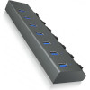 Icy Box 7-Port USB3.2 Aluminium Hub With Individual ON/Off SWITCHES, Power Supply And Cable 1M - (IB-HUB1701-C3)