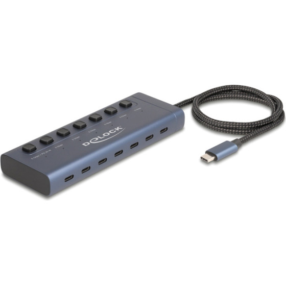 DeLock USB-C Hub �� ���������, 7x �����, 5Gbps, 20W, USB-C �������, ���� - (63410)