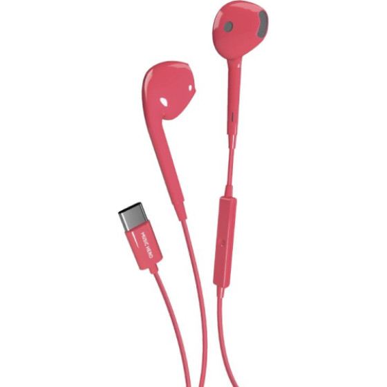 SBS Music Hero Handsfree Stereo Earset Type C Connector Tubb Pink - (MHEARSETTYCP)
