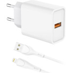 iNOS ��������� �������� �� ����� Usb A 18W & Lightning ������� 1m ����� - (0020223)