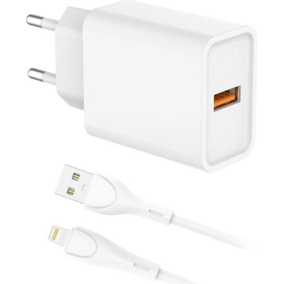 iNOS ��������� �������� �� ����� Usb A 18W & Lightning ������� 1m ����� - (0020223)