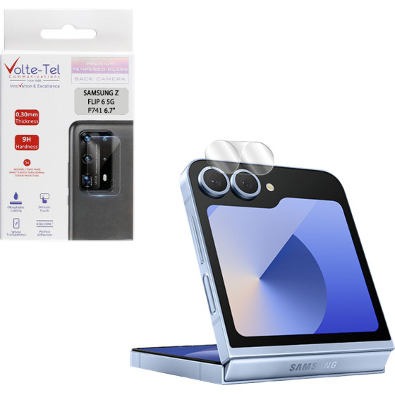 Volte-Tel Tempered Glass Samsung Z Flip 6 5G F741 6.7'' 9H 0.25mm 3D Curved For Camera TRANSPARENT