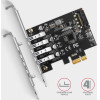 Axagon PCEU-430RS Pcie Adapter 4X USB3.0 UASP, RENESAS, 15-Pin Sata Power SUPPLY