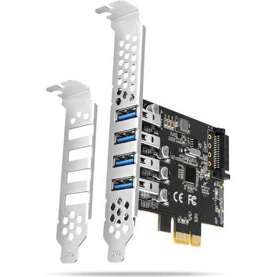 Axagon PCEU-430RS Pcie Adapter 4X USB3.0 UASP, RENESAS, 15-Pin Sata Power SUPPLY