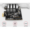 Axagon PCEU-430RS Pcie Adapter 4X USB3.0 UASP, RENESAS, 15-Pin Sata Power SUPPLY