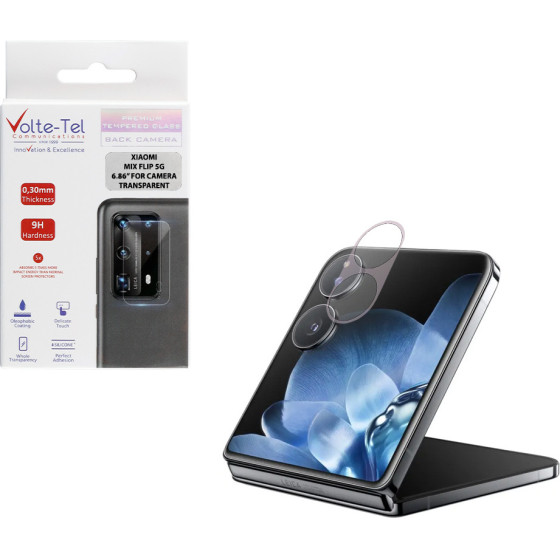 Volte-Tel Tempered Glass Xiaomi Mix Flip 5G 6.86'' 9H 0.25mm 3D Curved For Camera TRANSPARENT