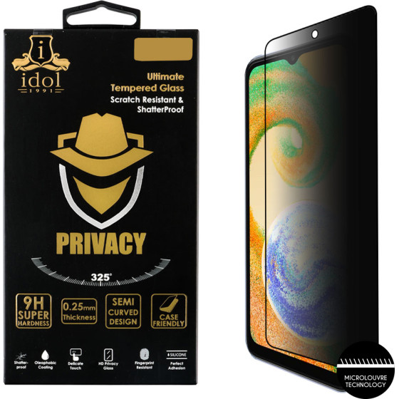 Idol 1991 Tempered Glass Samsung A15 4G A155/A15 5G A156 6.4'' 9H 0.25mm Privacy Antispy Semi Curved Full Glue BLACK