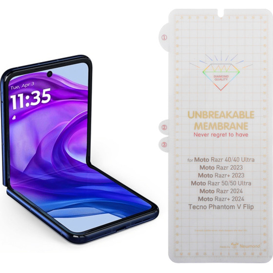 Volte-Tel Pet Soft Film Unbreakable Membrane Foldable Motorola Moto Razr 50 / 50 Ultra 5G 6.9'' 0.20mm INSIDE