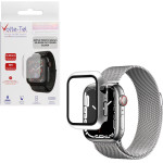 Volte-Tel Tempered Glass Apple Watch 45mm 1.9'' 9H 0.30mm Pc Edge Cover With Key 3D Full Glue Full Cover SILVER