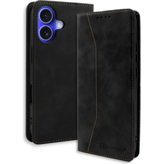 Bodycell Book Case Pu Leather Iphone 16 Black - (BB-00153)