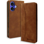 Bodycell Book Case Pu Leather Iphone 16 Plus Brown - (BB-00157)