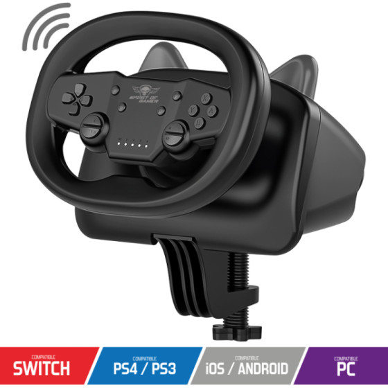 Spirit Of Gamer Sog Gaming Race Wheel Air Dark Switch Pc PS3 PS4 Black - (SOG-RWPABK)