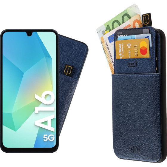 Idol 1991 ���� Samsung A16 4G A165/A16 5G A166 6.7'' ANTI-Rfid Leather Smart Wallet Camera Guard BLUE