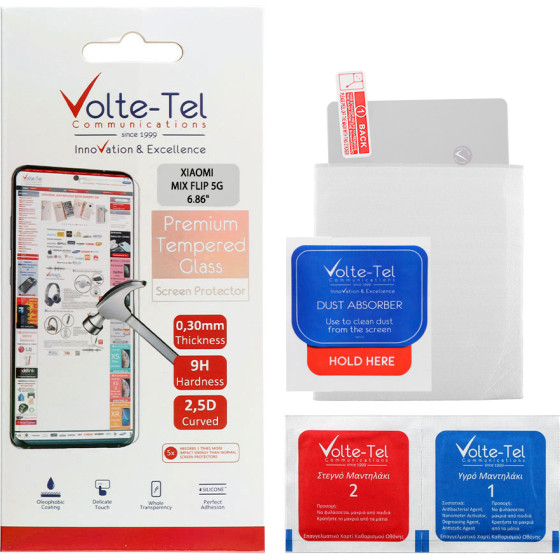 Volte-Tel Tempered Glass Xiaomi Mix Flip 5G 6.86'' 9H 0.30mm 2.5D Full GLUE