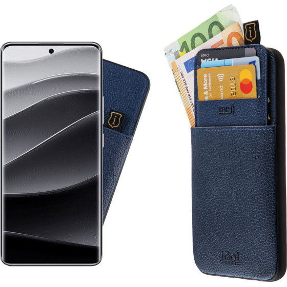 Idol 1991 ���� Xiaomi Redmi Note 14 Pro Plus 5G 6.67'' ANTI-Rfid Leather Smart Wallet Full Camera Protection BLUE