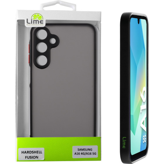 Lime Successories Lime ���� Samsung A16 4G A165/A16 5G A166 6.7'' Hardshell Fusion Full Camera Protection Black With Red KEYS