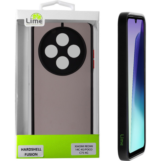 Lime Successories Lime ���� Xiaomi Redmi 14C 4G/Poco C75 4G 6.88'' Hardshell Fusion Full Camera Protection Black With Red KEYS