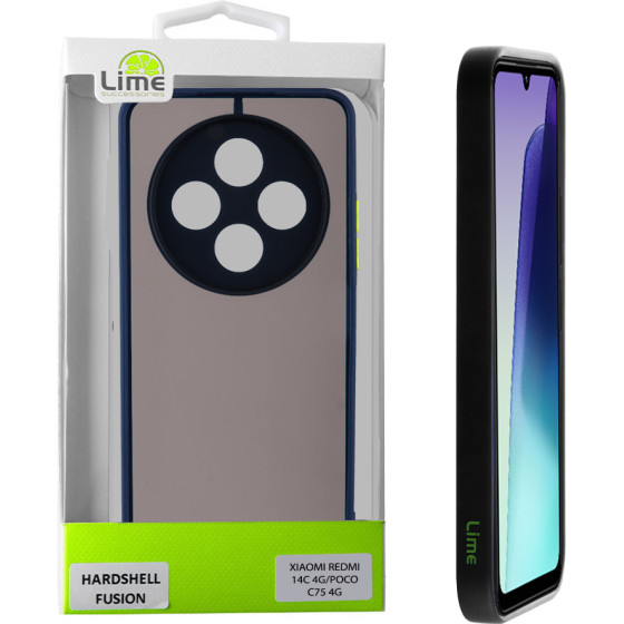 Lime Successories Lime ���� Xiaomi Redmi 14C 4G/Poco C75 4G 6.88'' Hardshell Fusion Full Camera Protection Blue With Yellow KEYS