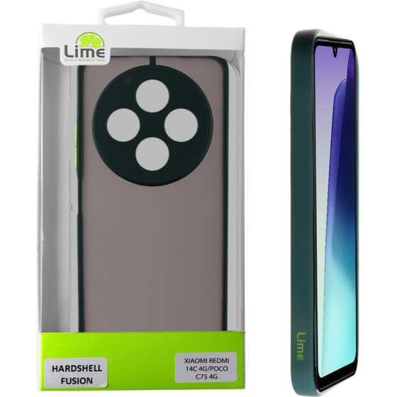 Lime Successories Lime ���� Xiaomi Redmi 14C 4G/Poco C75 4G 6.88'' Hardshell Fusion Full Camera Protection Green With Yellow KEYS