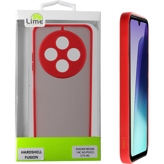 Lime Successories Lime ���� Xiaomi Redmi 14C 4G/Poco C75 4G 6.88'' Hardshell Fusion Full Camera Protection Red With Black KEYS