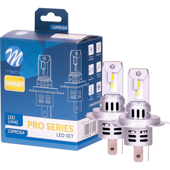 M-Tech ����� Led H4 12V IP65 6.000K 4.600lm Led Set Pro Smart Series - 2 ���. - (LSPROS4)