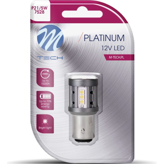 M-Tech ������� P21/5W BAY15d 12/24V 1157 600lm 4W 15x3030SMd Led CAN-Bus ����� Platinium Blister - 1 ���. - (LB863W-01B)