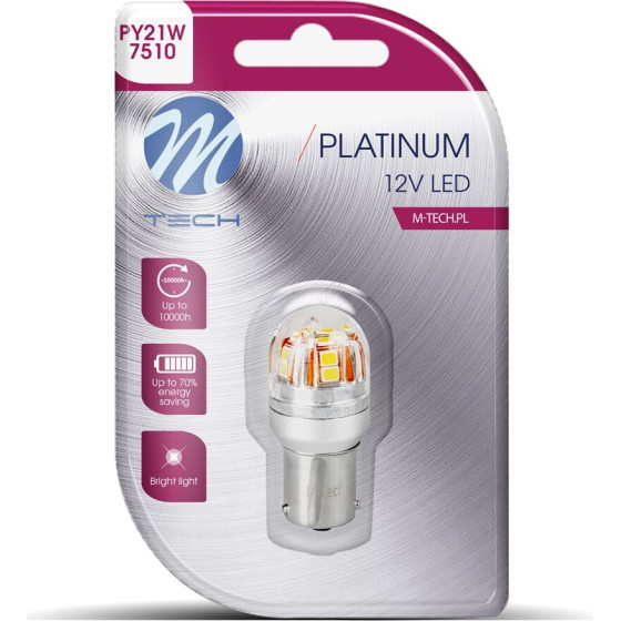 M-Tech ������� PY21W 12/24V 21W BAU15s 15x2835SMd 210lm ���������� ���������� CAN-Bus Platinum ��������� - 1 ���. - (LB832Y-01B)