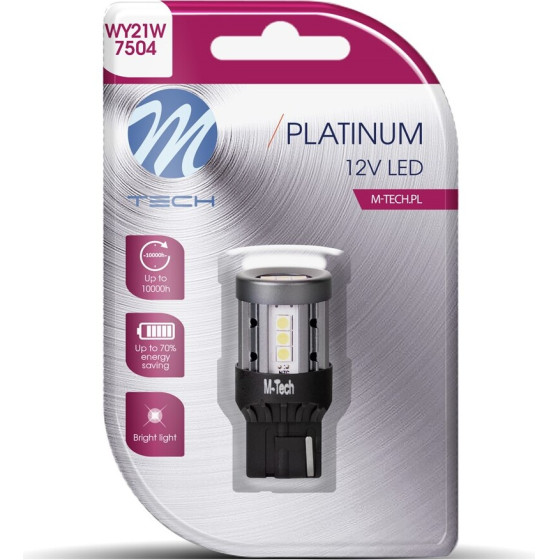 M-Tech ������� W21W T20 7440 W3x16d 12/24V 600lm 4W 15x3030SMd Led CAN-Bus Platinium ����� Blister - 1 ���. - (LB864W-01B)