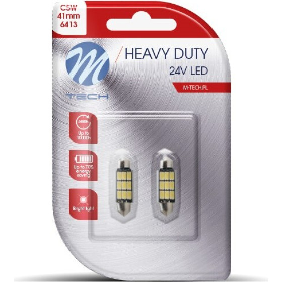 M-Tech �������� ����������� C5W 24V SV8,5 41mm 9xSMD5630 Led ����� Heavy Duty Blister - 2 ���. - (LB9816W)