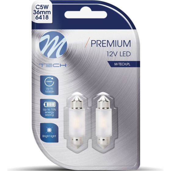 M-Tech �������� ����������� C5W/C10W 36mm SV8.5 12V 135lm 2x2835SMd Led Dioda Premium CAN-Bus ����� - 2 ���. - (LB361W)