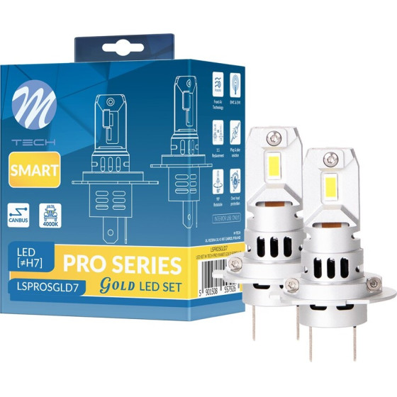 M-Tech ����e� Led H7 12V 4.000K 48W 4.800lm Led Canbus CSP5730 Pro Smart Series - 2 ���. - (LSPROSGLD7)