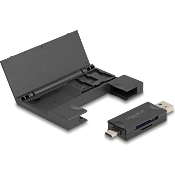 DeLock Card Reader ��� Sd & Micro SD, �� ����, USB/USB-C, 5Gbps, ����� - (91014)