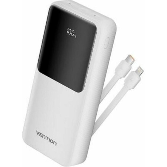 Vention 20.000mAh Power Bank (Micro-Usb + USB-C + USB-A + USB-A) With Built-In Type-C And Lightning Cables 22.5W White Led Display Type - (FHPW0)