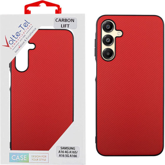 Volte-Tel ���� Samsung A16 4G A165/A16 5G A166 6.7'' Carbon Lift Camera Guard Protection RED