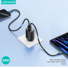 Usams ��������� ������ US-CC229, Usb & USB-C, 30W, GaN, ������ - (CC229TC01)