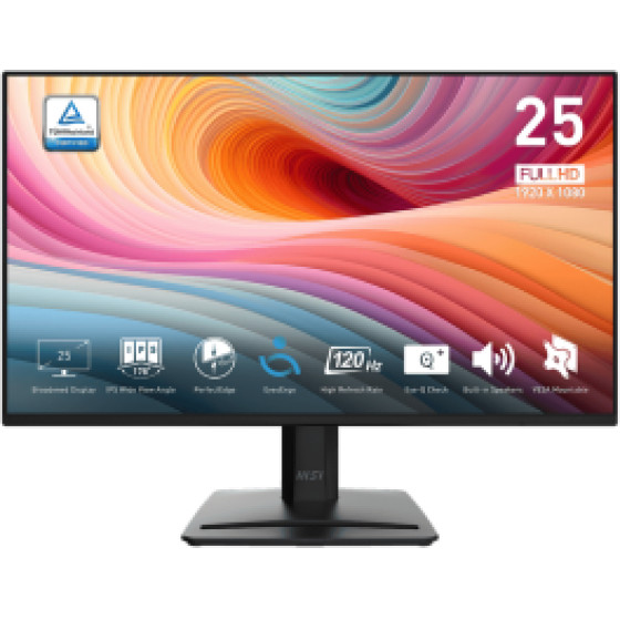 MSI Monitor Pro MP252 E2, Flat Ips FHD, 24.5'', 16:9, 300CD/M2, 1500:1, 1MS, 120Hz, 1920x1080, HDMI/ DP/D-SUB/ Hp OUT, 2x2W SPEAKERS, BLACK, 2YW - (9S6-3PC9CT-001)