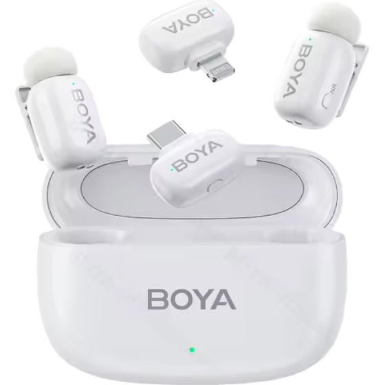 BOYA Mini Iphone Lightning & Type-C White - 2,4GHz 2mIc Wireless Microphone With Charging Box - (BOYA mini-13)