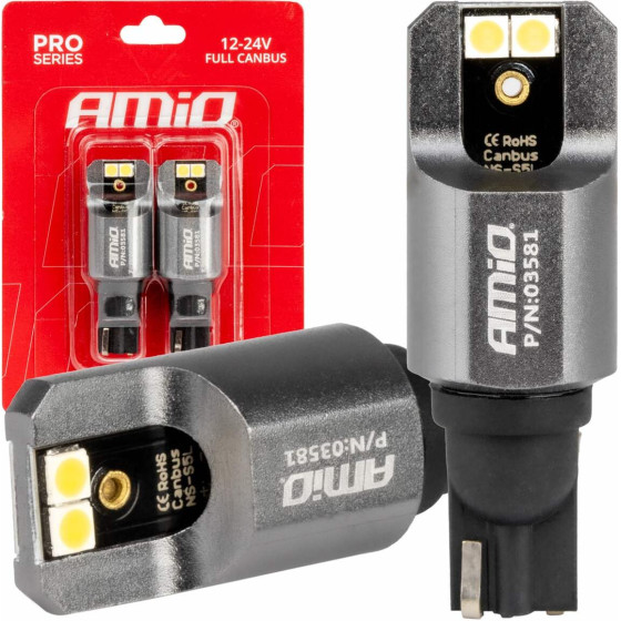AMiO ������ T15 W16W 12/24V 6.000K 4xSmd Led Full CAN-Bus ����� 3030 Pro Series - 2 ���. - (03581)