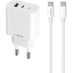 Maxlife Travel Fast Charger Pd Qc 30W + Data Cable Type C White - (MXTC-06-30AC)