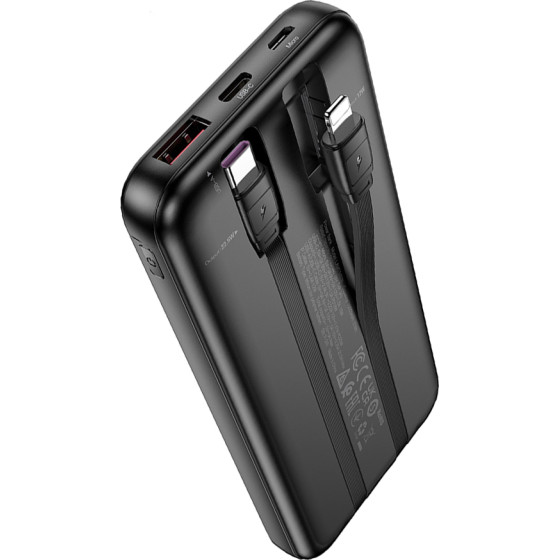 Lamtech ULTRA-Thin Powerbank With TYPE-C & Lightning Cables 10000mAh 22.5W Black - (LAM114536)