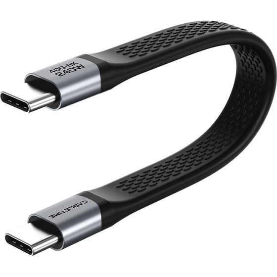 Cabletime ������� USB-C flat, 240W, 40Gbps, 8K/60Hz, USB4, 0.15m, ����� - (CT-FU4-AG)