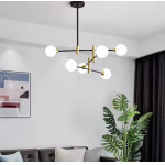 Homelighting SE21-HA-6 Haruto Black And Gold Pendant Opal 83x55cm E27*6 MAX60W IP20 2 Years Warranty - (77-50613)
