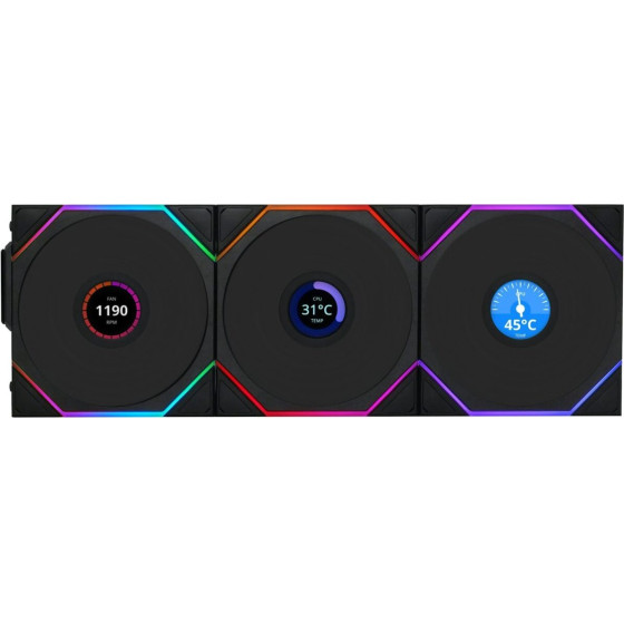 Lian Li Uni Fan TL-Lcd Wireless 120 Black (3pCs & controller) Case Fan - (G99.12TLLCD1W3B.00)