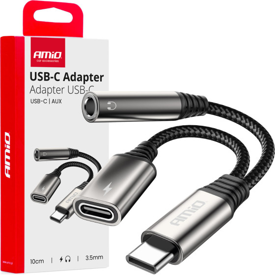 AMiO ������� �������� Usb ��� USB-C �� USB-C & ���������� ���������� Mini Jack 3.5mm ������ 10cm - 1 ���. - (04295)