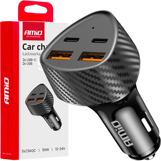 AMiO ��������� �������� �� 4 ����� 2xUSB-A+2xUSB-C 50W ����� - 1 ���. - (04284)