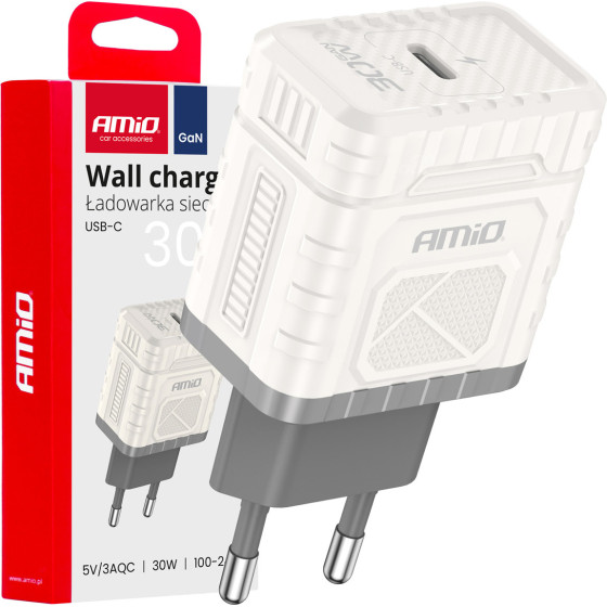 AMiO ��������� �� ������� ����� �� 1 ���� USB-C 30W 100-240V ����� - 1 ���. - (04285)