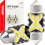 AMiO �������� ����������� 31mm 12/24V C5W 5500K 12xSmd 2016 CAN-Bus Festoon (�����) ���� - 2 ���. - (04235)