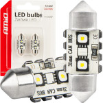 AMiO �������� ����������� 31mm 12/24V C5W 5500K 12xSmd 3838 CAN-Bus Festoon (�����) ���� - 2 ���. - (04247)