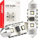 AMiO �������� ����������� 36mm 12/24V C5W 5500K 12xSmd 3838 CAN-Bus Festoon (�����) ���� - 2 ���. - (04248)